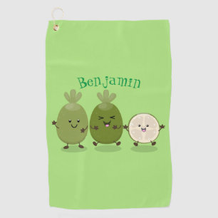 Cute pineapple guava feijoa cartoon illustration golf towel