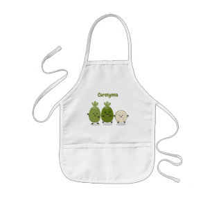 Cute pineapple guava feijoa cartoon illustration kids apron