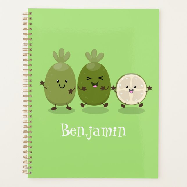 Cute pineapple guava feijoa cartoon illustration planner (Front)