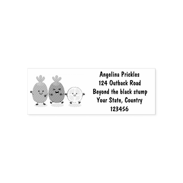 Cute pineapple guava feijoa cartoon illustration self-inking stamp (Design)