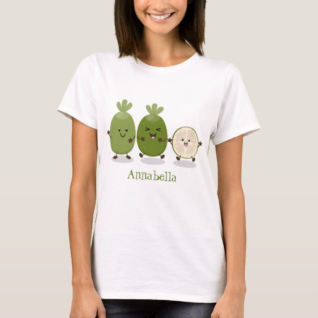 Cute pineapple guava feijoa cartoon illustration T-Shirt (Front)