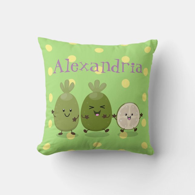 Cute pineapple guava  feijoa funny cartoon cushion (Front)
