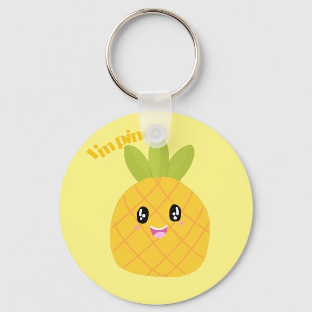Cute Pineapple kawaii Key Ring (Front)