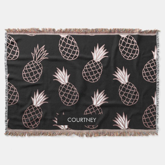 Cute Pineapple Pattern Throw Blanket (Front)