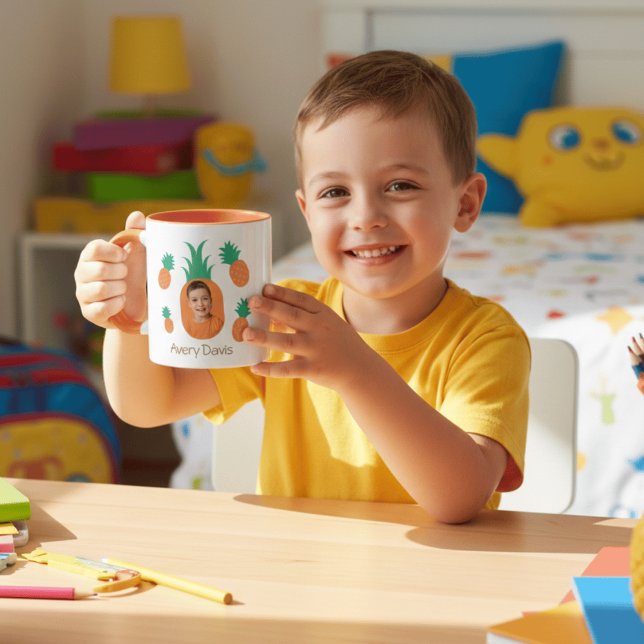 Cute Pineapple Photo Template Personalized Kids Na Mug (Creator Uploaded)