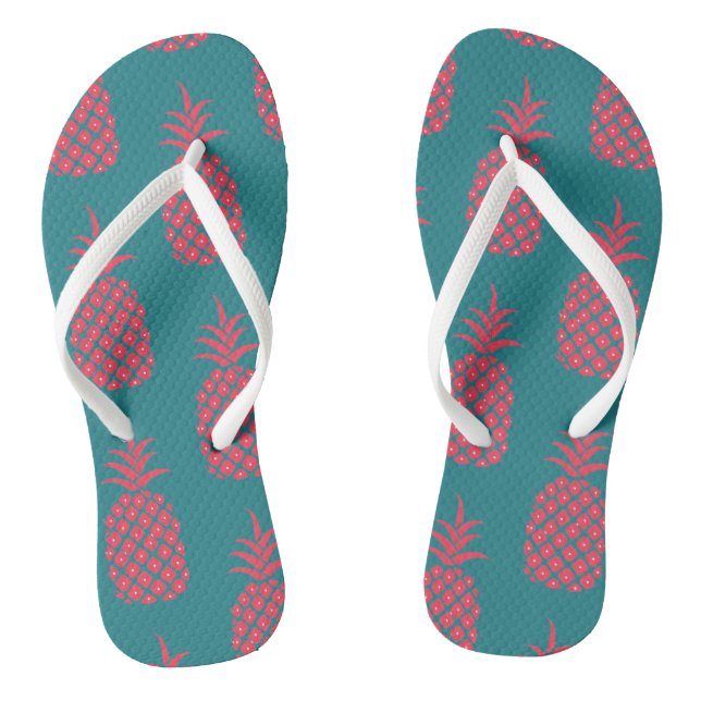 Cute Pineapple Summer Vacation Green Coral  Thongs (Footbed)