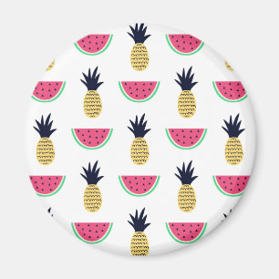 Cute Pineapple & Watermelon Doodle Pattern Magnet