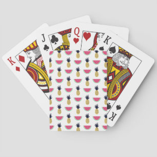Cute Pineapple & Watermelon Doodle Pattern Playing Cards