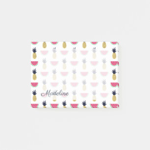 Cute Pineapple & Watermelon Doodle Pattern Post-it Notes