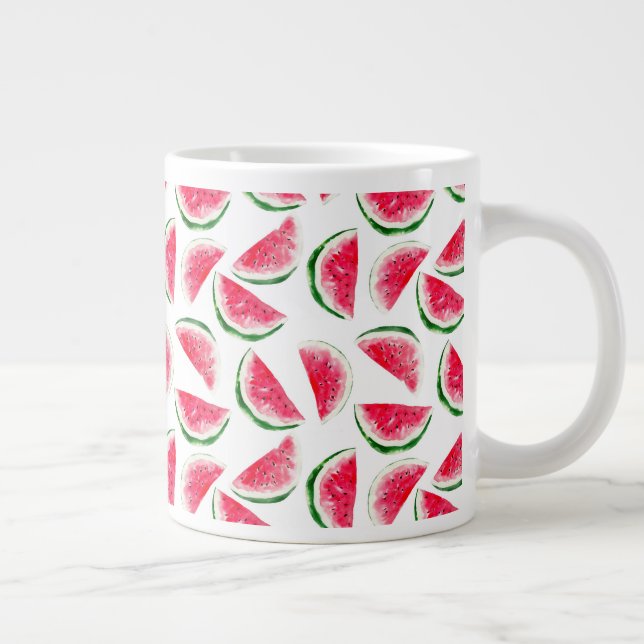 Cute Pineapple & Watermelon Pattern Large Coffee Mug (Right)