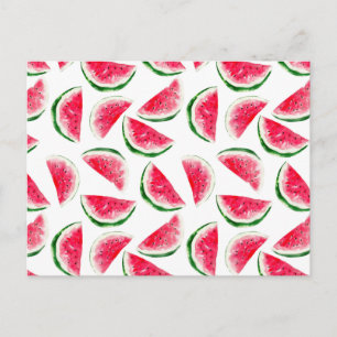 Cute Pineapple & Watermelon Pattern Postcard