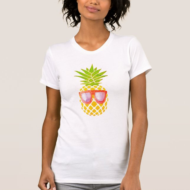 Cute Pineapple With Sunglasses, Funny Beach T-Shirt (Front)