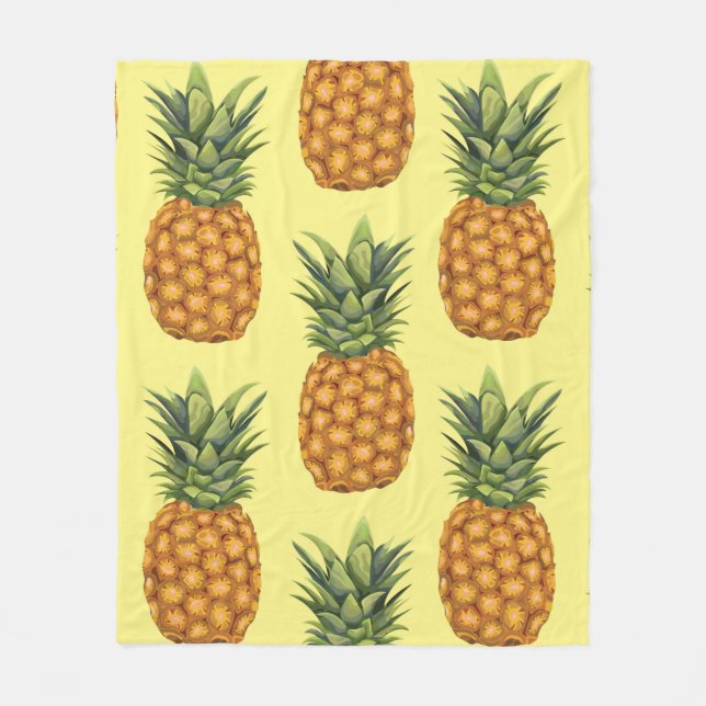 Cute pineapples abstract illustration pattern fleece blanket (Front)
