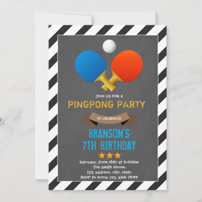 Cute ping pong party invitation (Front)