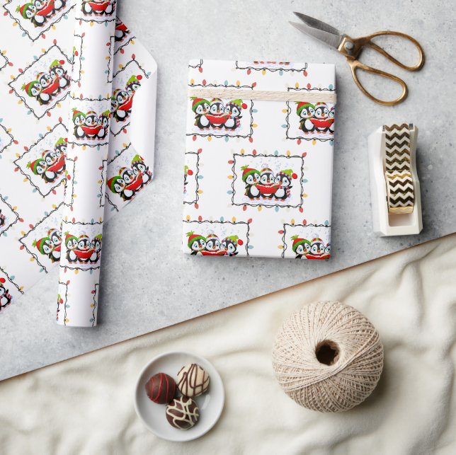 "Cute Pingouin" Christmas Theme Wrapping Paper (Crafts)
