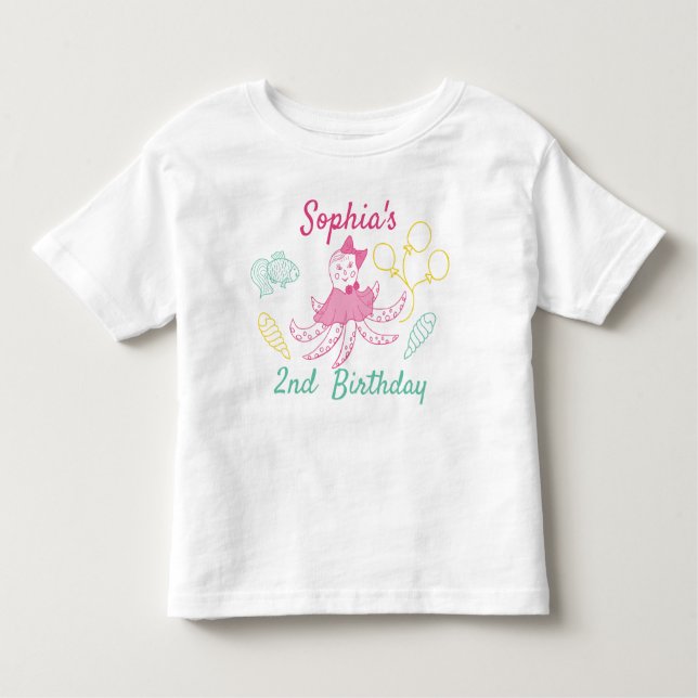 Cute Pink 2nd Birthday Baby Girl Toddler T-Shirt (Front)