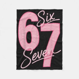 Cute Pink 67 Six Seven Funny Meme Women Girls Fleece Blanket
