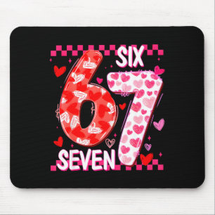 Cute Pink 67 Valentine Six Seven Funny Meme Women Mouse Pad