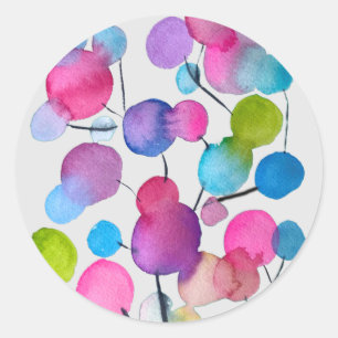 Cute pink abstract art tree classic round sticker