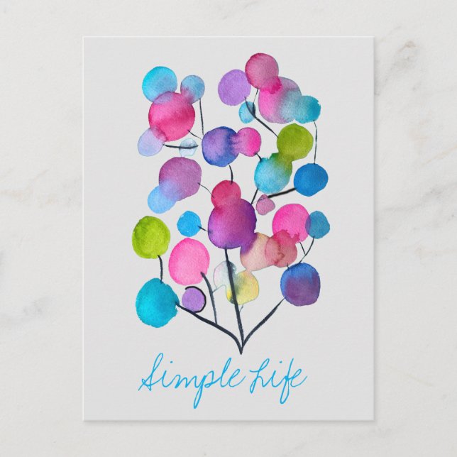 Cute pink abstract art tree postcard (Front)