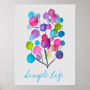 Cute pink abstract art tree poster