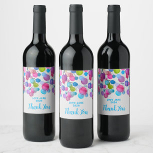 Cute pink abstract art tree wine label