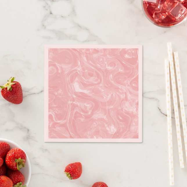 Cute Pink Abstract Faux Marble Pattern Napkin (Insitu)