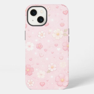Cute Pink Aesthetic Floral Pattern iPhone 13 Case