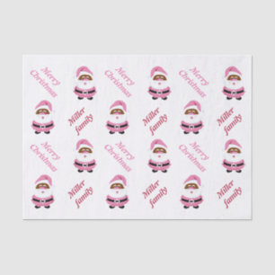 Cute pink African-Americam Santa Claus Christmas  Tissue Paper