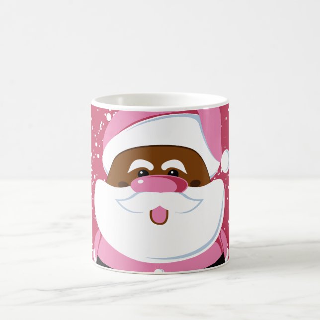 Cute pink African-American Santa Claus Christmas Coffee Mug (Center)