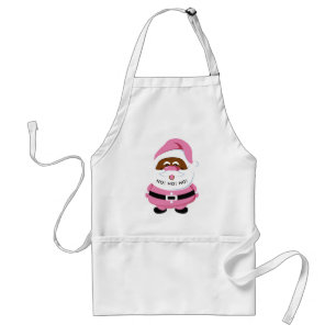 Cute pink African-American Santa Claus Christmas Standard Apron