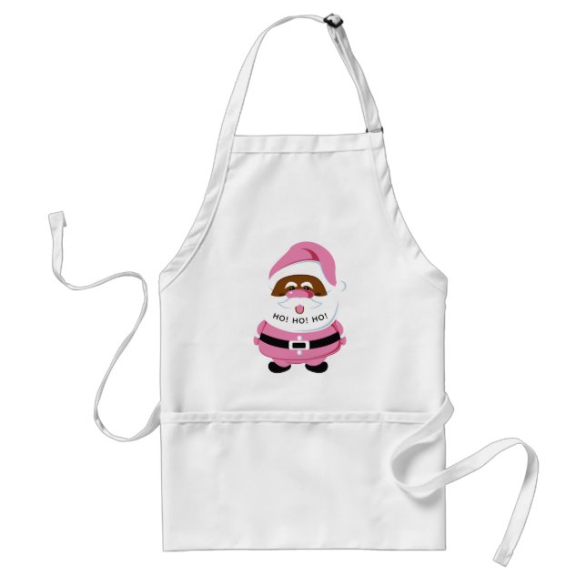 Cute pink African-American Santa Claus Christmas Standard Apron (Front)