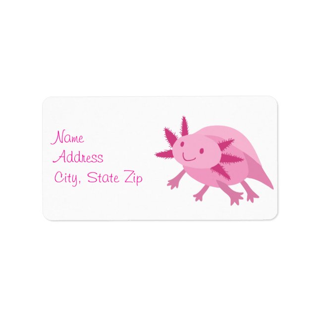 Cute Pink Albino Axolotl Label (Front)