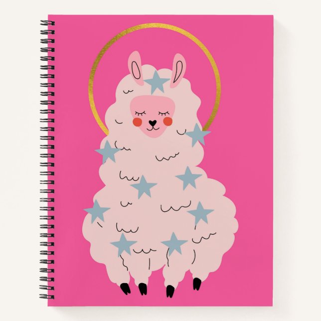 Cute Pink Alpaca Notebook (Front)