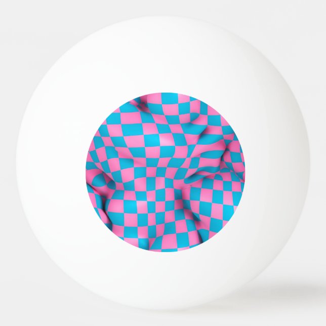 Cute Pink and Blue Abstract Chequerboard Pattern Ping Pong Ball (Front)