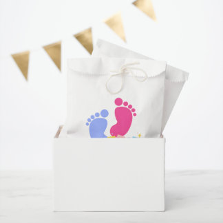 Cute Pink and Blue Baby Footprints Gender Reveal Favour Bag