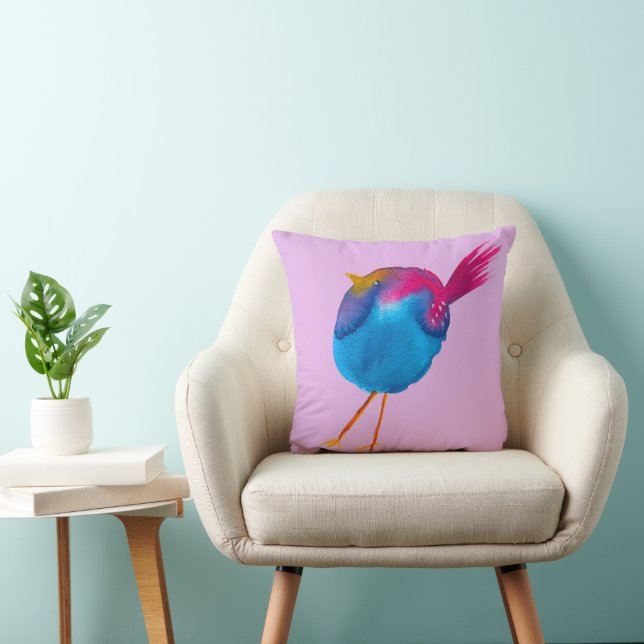 Cute pink and blue bird cushion (Chair)