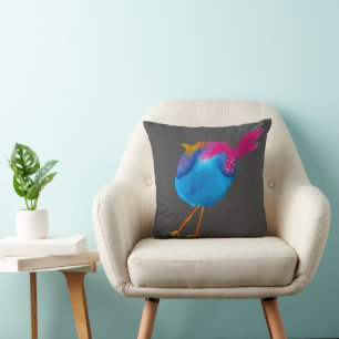 Cute pink and blue bird cushion