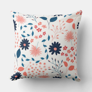 Cute pink and blue flowers pattern cushion