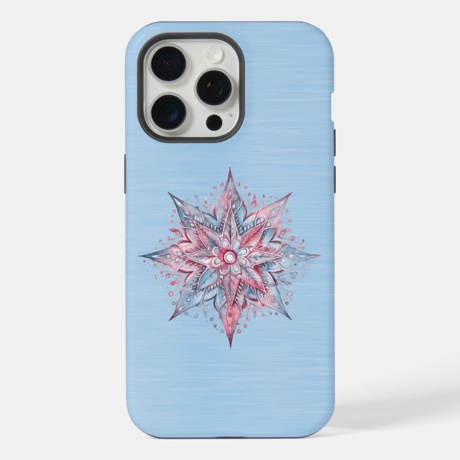 Cute Pink and Blue Giant Snowflake iPhone Case (Back)