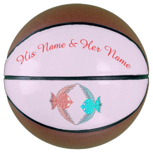 Cute Pink and Blue Love Birds Basketball
