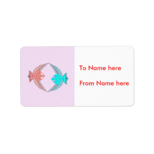 Cute Pink and Blue Love Birds Custom Present Tags