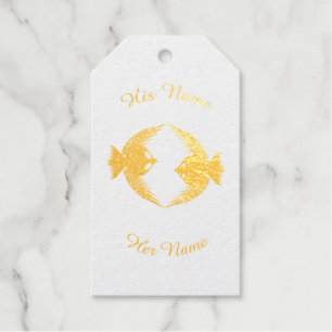 Cute Pink and Blue Love Birds Custom Wedding Favou Gift Tags