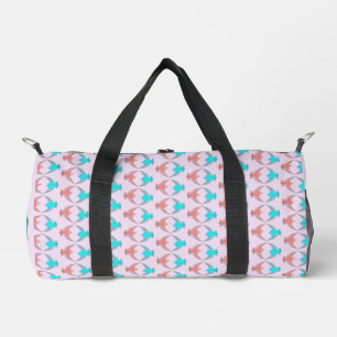 Cute Pink and Blue Love Birds Duffle Bag