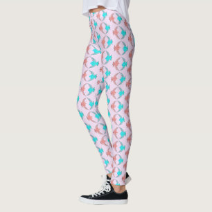 Cute Pink and Blue Love Birds Leggings