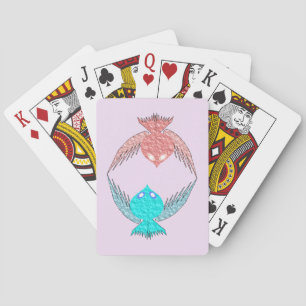 Cute Pink and Blue Love Birds Playing Cards