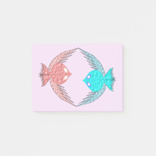 Cute Pink and Blue Love Birds Post-it Notes