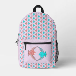 Cute Pink and Blue Love Birds Printed Backpack