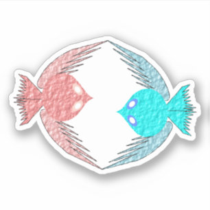 Cute Pink and Blue Love Birds Shaped