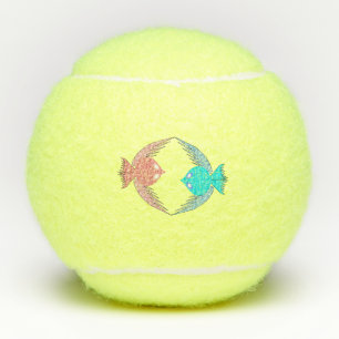 Cute Pink and Blue Love Birds Tennis Balls